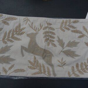 NWT The Company Store Holiday Reindeer Lumbar Ivory 12X21in